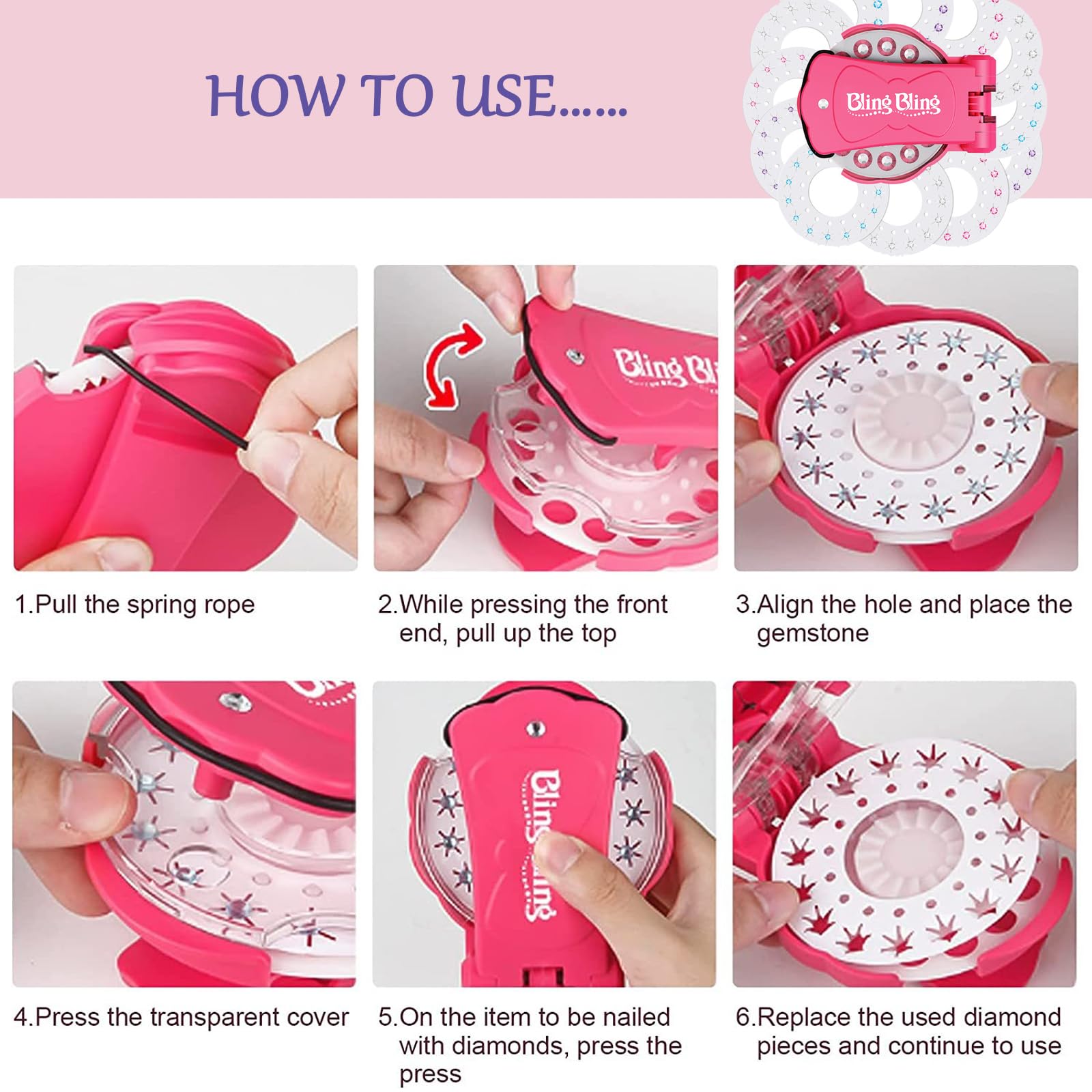 JSTHHTT Brillantini Per Capelli, Hair Bedazzler Kit Con 180 Diamanti E Extension Capelli, Applicatore Strass Diamante Gioielli Macchina Strumento Per Lo Styling Glam Per Ragazze E Bambini
