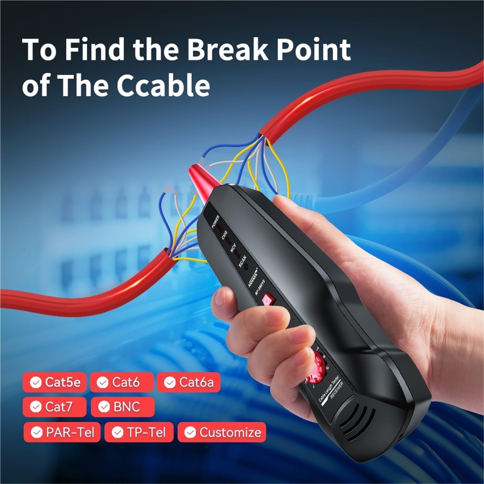 Tester per cavi di rete, NF-8601W Tester for cavi di rete RJ45 RJ11 BNC multifunzione POE Crosstalk Lan Test 8 pezzi Tracker for remoto