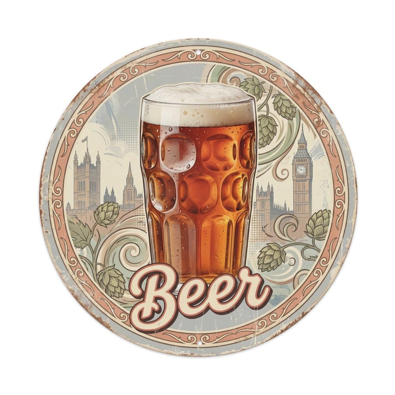 British Beer Culture Pub Ale Brew House 1950s Diner Metal Tin Sign
