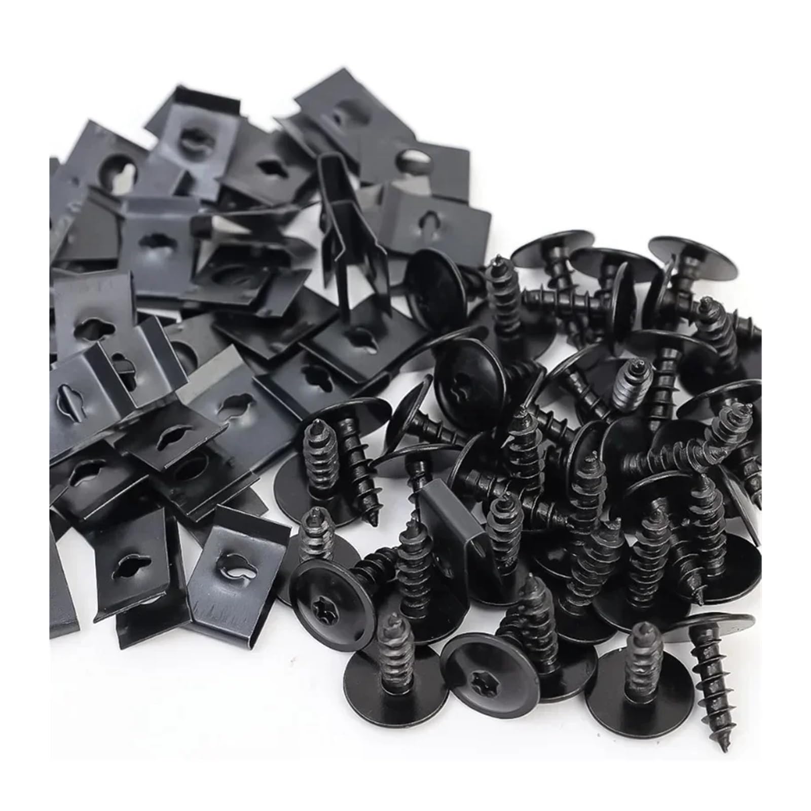 KXFVYNE 100 50 10pcs U-Type Metal Clips with Screws for Car and Motorcycle Anti-Rust Tapping Fastener Assortment(10pcs)