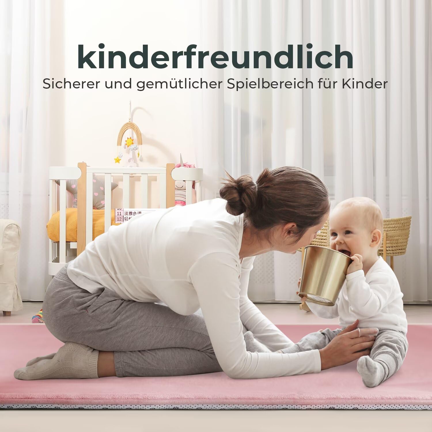 Krabbelmatte für Baby, 120×120×3CM Kinderteppich, rutschfest, | Weicher, Dicker Kinderteppich, Baby-Krabbelmatte, Rutschfester Untergrund, Schutz beim Spielen, Geeignet für Mädchen & Jungen