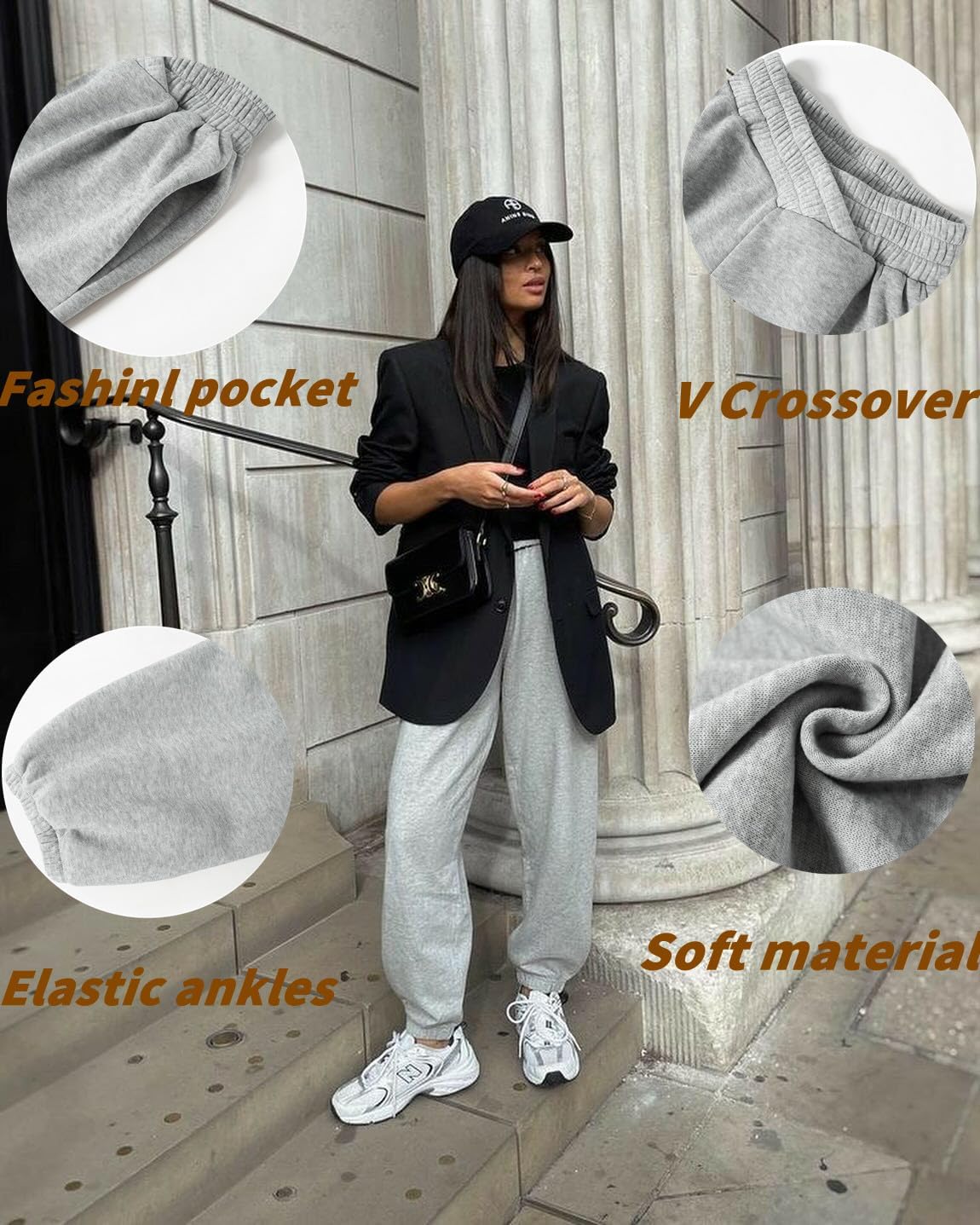 HOPYOP Women's Casual Joggers Pants V Crossover High Waisted Baggy Lounge Bottoms Pants Leggings - Image 5