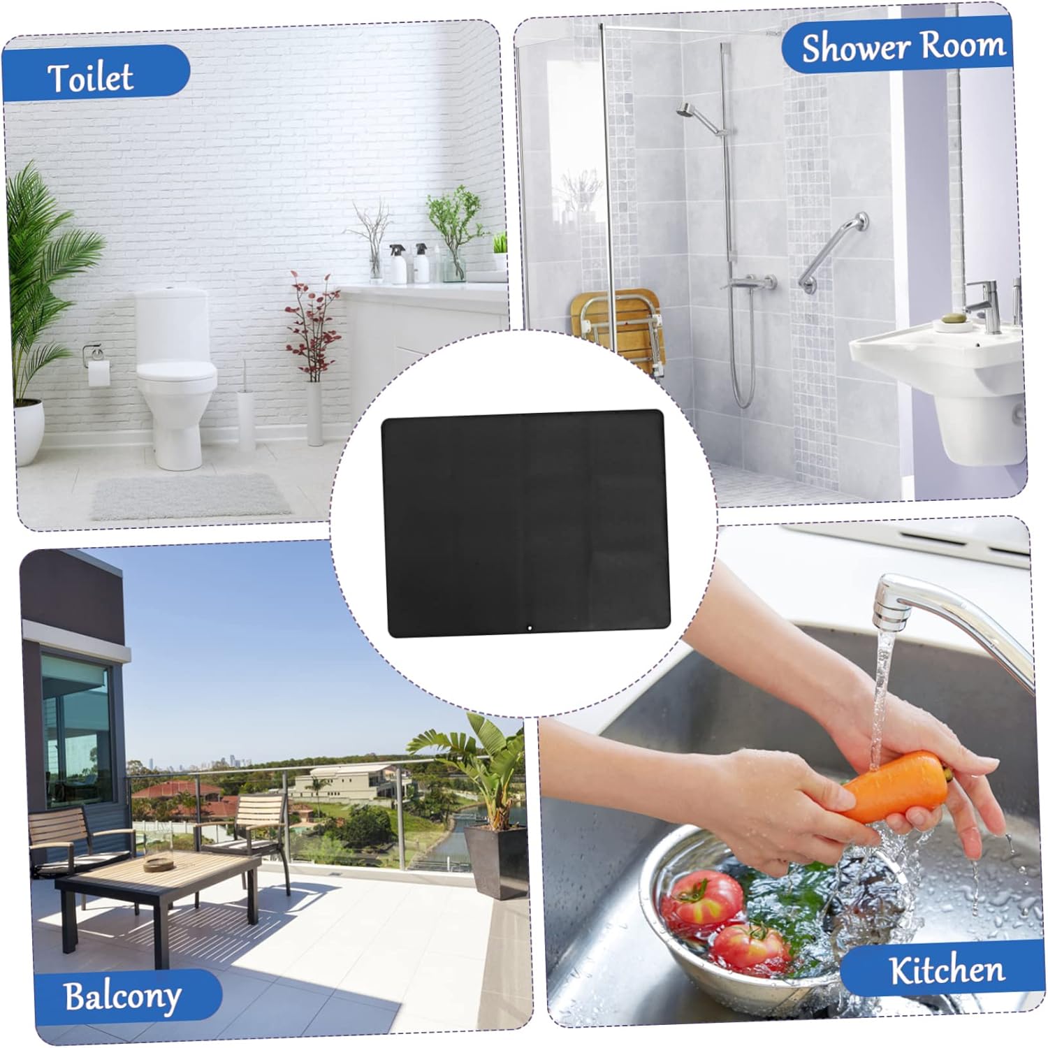 Cabilock Waterproof Under Sink Mat 23.6 x 23.6 Flexible Sink Liner Drain Holes for Kitchen and Bathroom for Cabinet Protection and Leak Prevention