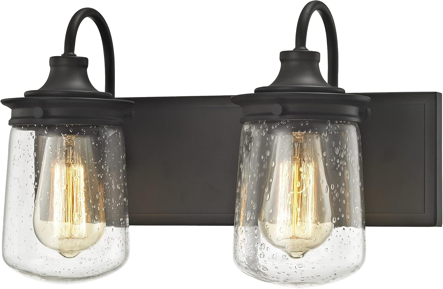 Elk Home Hamel Vanity Light - 2-Light in Oil Rubbed Bronze Finish, with Clear Seeded Glass, Transitional Style