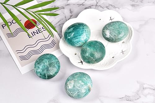 Miniatura 7 de AMOYSTONE 5 piezas de piedra de preocupación de apatita natural, cristal de palma, piedra curativa de cuarzo reiki para terapia de ansiedad, 1.6-2.2