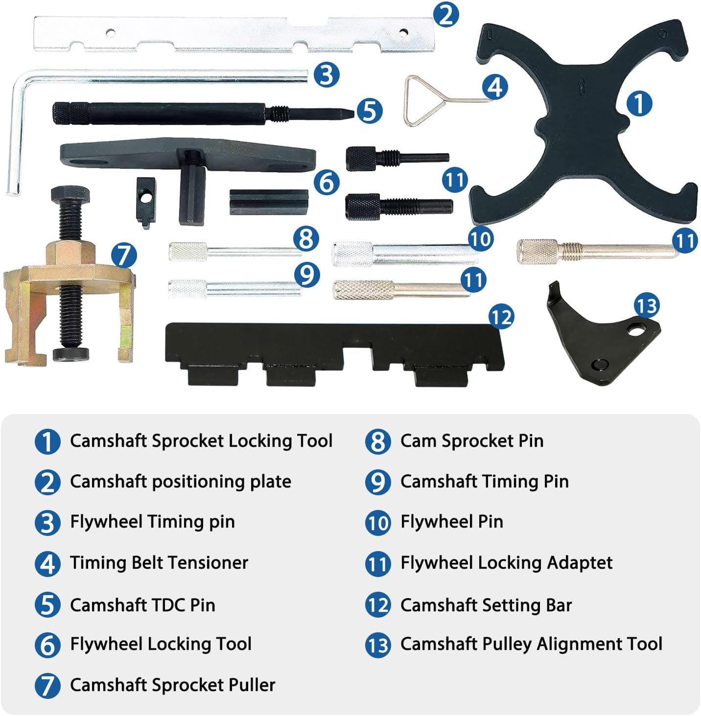 DPTOOL Engine Timing Kit Compatible with Ford Mazda Camshaft Flywheel Locking Tools 1.4 1.6 1.8 2.0 Di/TDCi/TDDi ECOBOOST 1.6 Ti-VCT 1.5/1.6 VVT 2.3L 2.5L Cam Holding Tool 303-1097 303-1550 303-1556 - Image 2