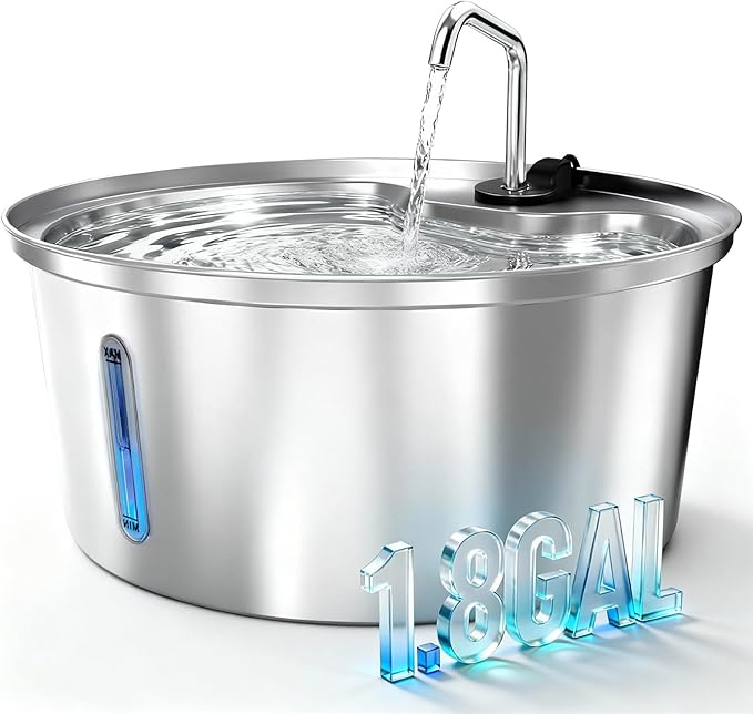 Fuente de Agua para Perros y Gatos Acero Inoxidable 7L, Silenciosa miniatura 8