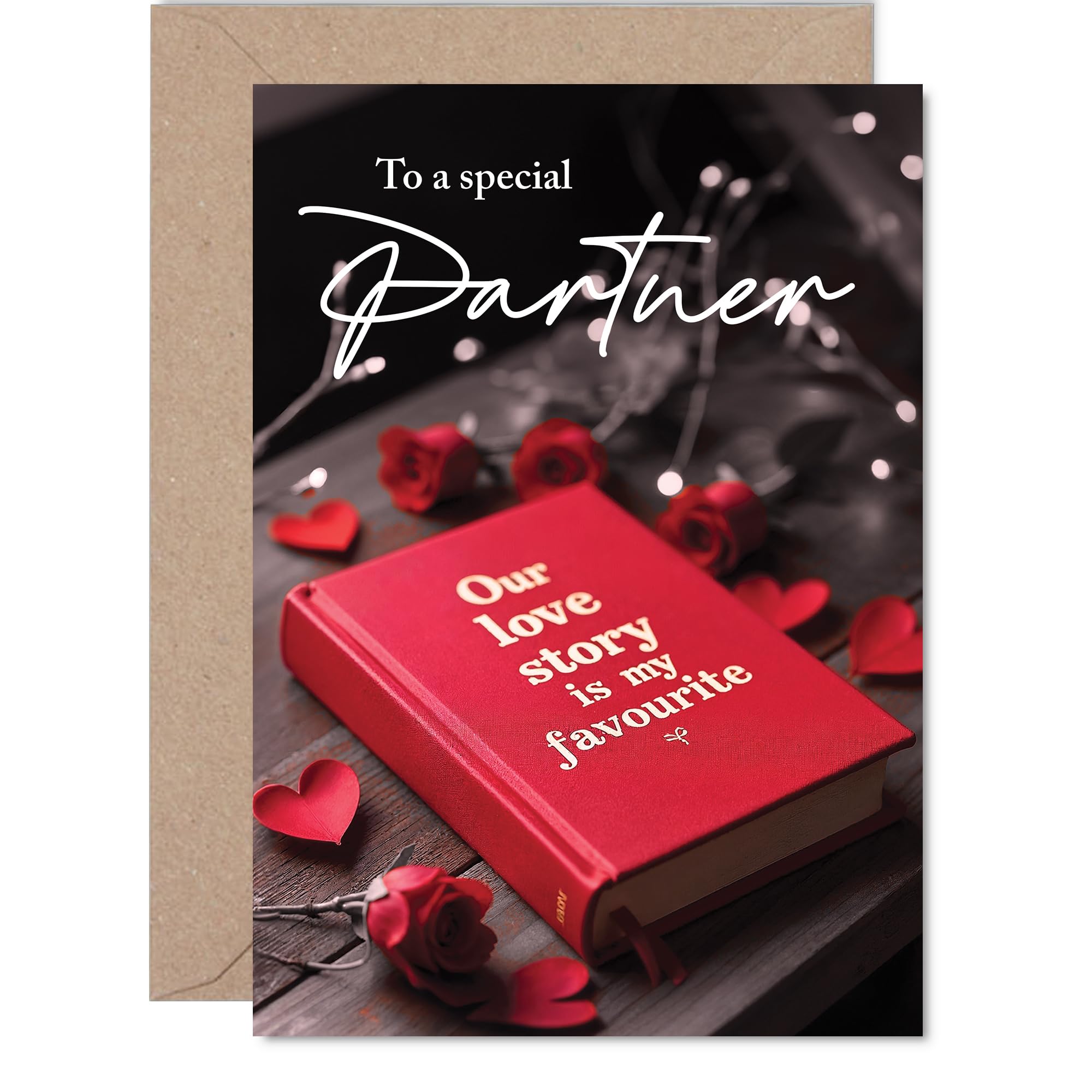 Partner Anniversary Card - Our Love Story - Happy Anniversary Card for Partner from Boyfriend Girlfriend, A5 Wedding Anniversaries Greeting Cards