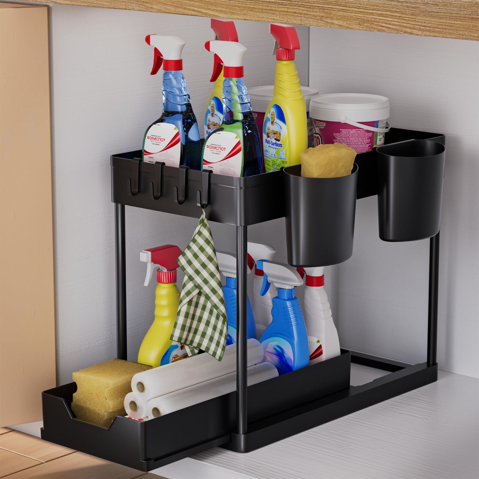Bnimtm Metal Under Sink Storage - 2 Tier Under Sink Storage Kitchen ...
