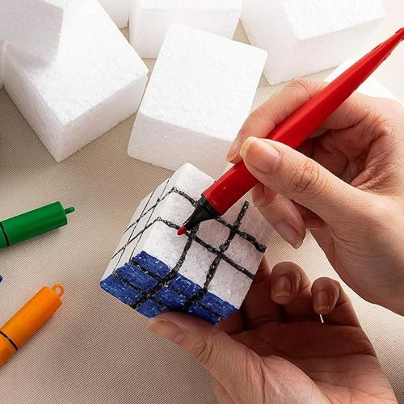 Cubi in Polistirolo, Blocchi Quadrati per Cake Design, Scultura e Fai da Te, Basi Cubetti in Polistirene Espanso per Hobby, Decoupage, Composizioni Floreali e Modellismo (50x50x50 cm)