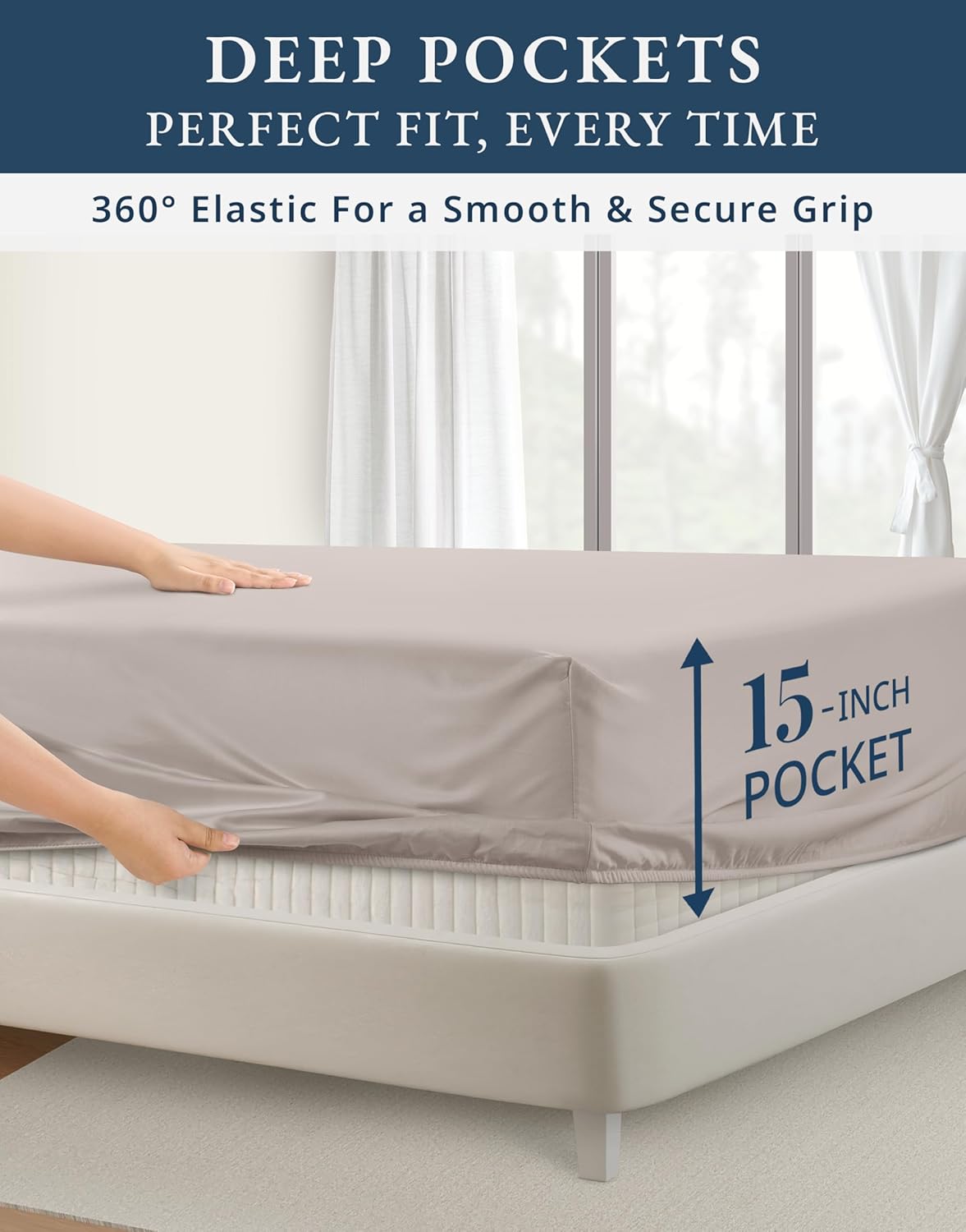 LANE LINEN 100% Egyptian Cotton Bed Sheets - 4PC Queen Sheets Set, Long Staple Cotton Bedding Sheets, Sateen Weave, Luxury Hotel Sheets, Deep Pocket - Nacreous Clouds - Image 6