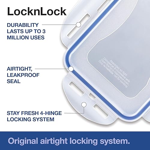 Miniatura 4 de LocknLock Easy Essentials - Tapas de almacenamiento de alimentos recipientes herméticos sin BPA rectangular 54 onzas para verduras transparente