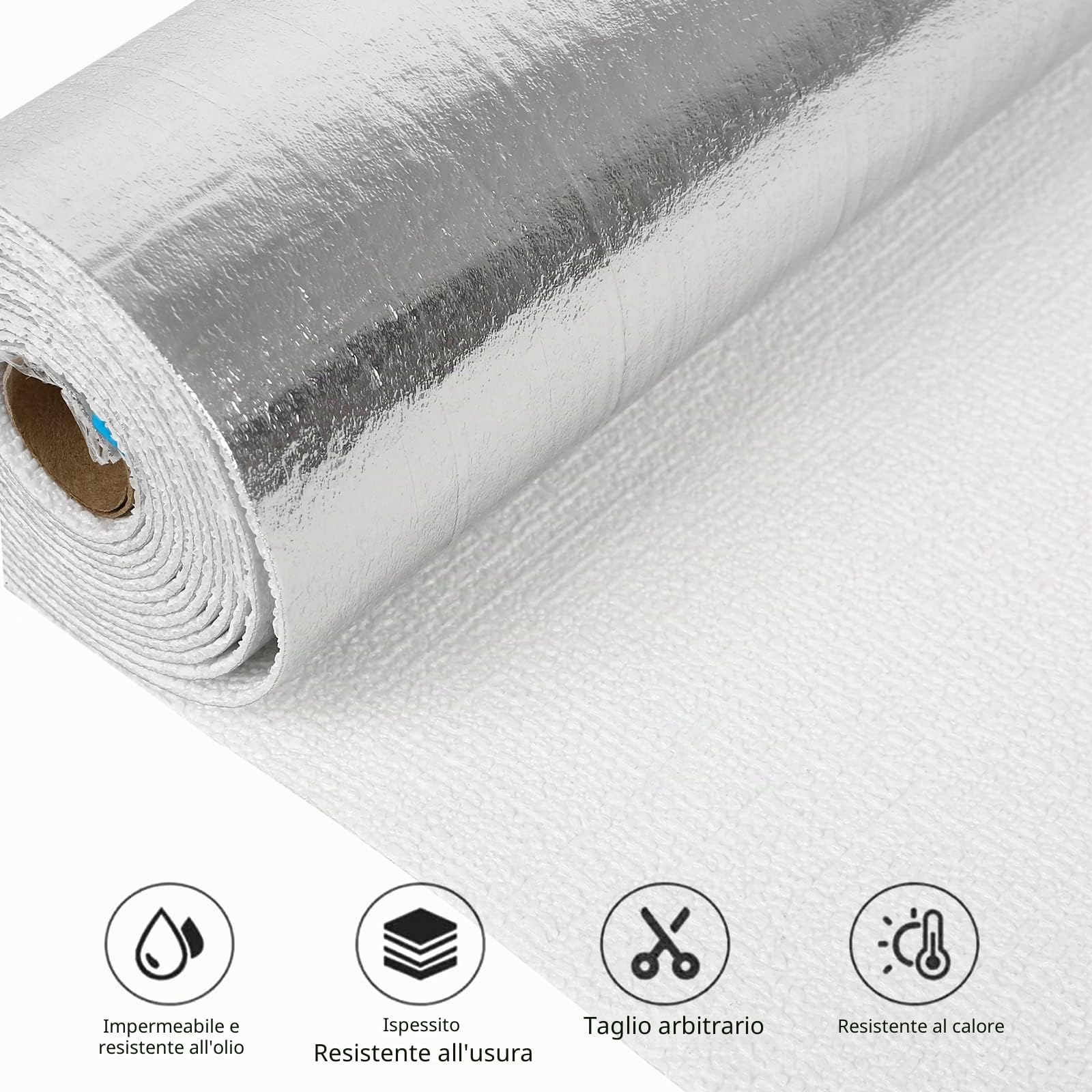 Carta da parati autoadesiva 3D, 0,5 x 10 m, pellicola isolante da parete, impermeabile, per soggiorno, camera da letto, cucina (bianco)