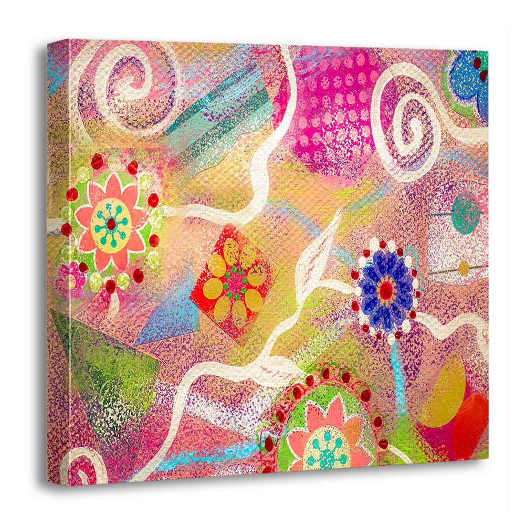 Shenywell Canvas Printretro Abstraction Grunge Art Vintage Wooden Framed Wall Decor Art Painting Home Artwork Bedroom Living Room Easy to Hang 16X16 Inches