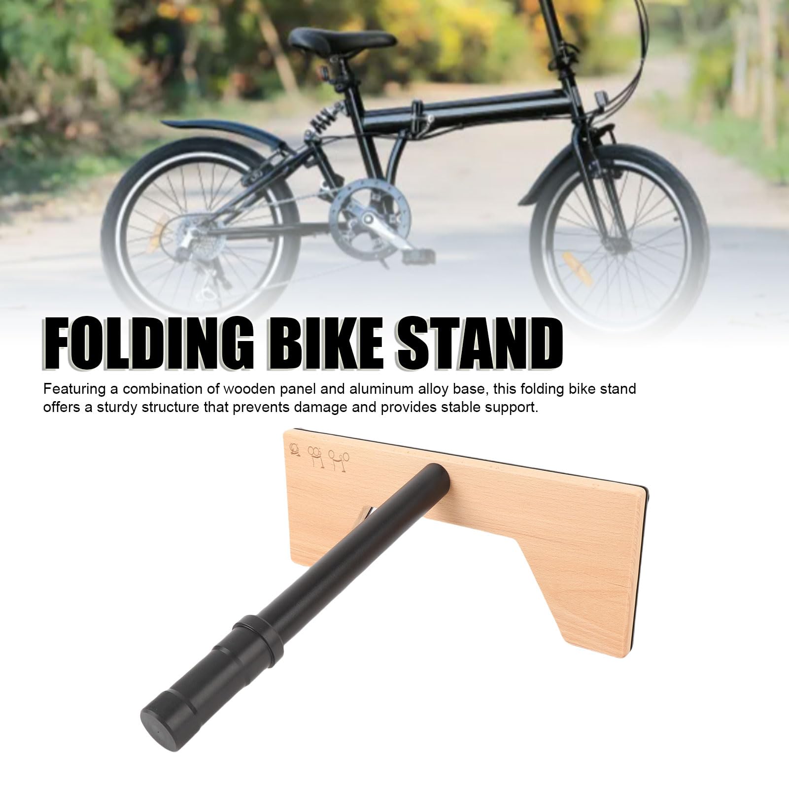 Tbest Portabici Pieghevole in Legno Massello Espositore da Pavimento in Alluminio per Garage per Interni Ed Esterni
