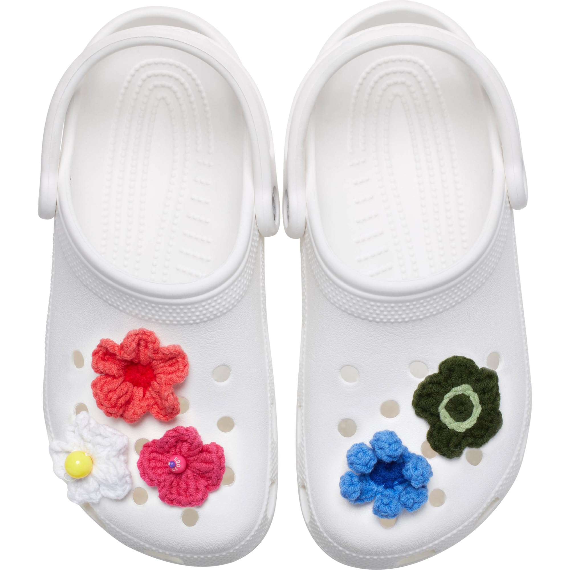 Crocs Colgantes de zapatos de ganchillo, flores, multicolor, talla única, 5 unidades