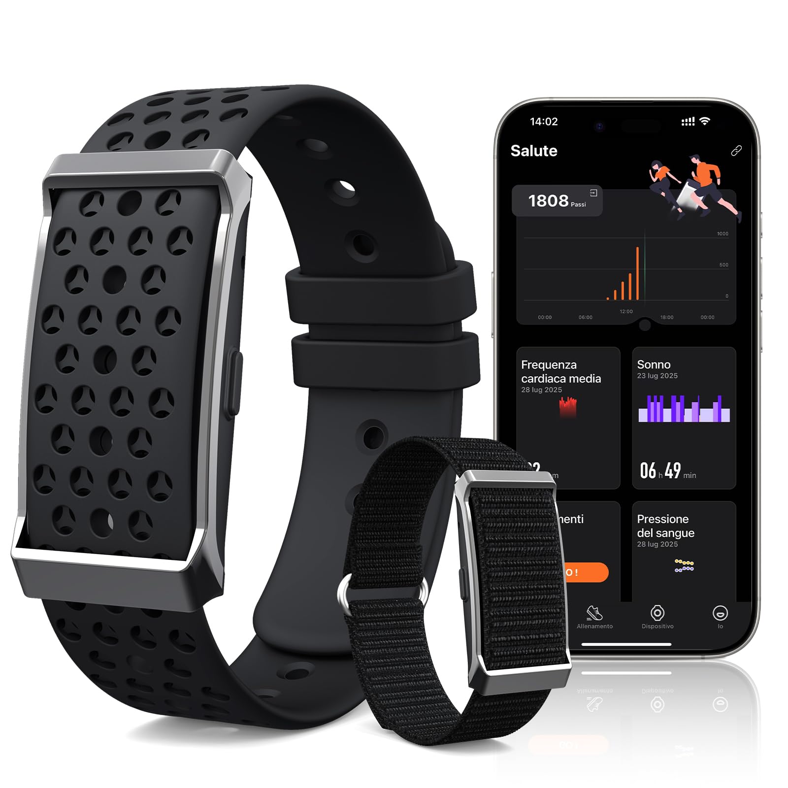 iSo Tech Smart Braccialetto Fitness Band senza Display, Smartwatch Fitness Tracker Monitoraggio 24/7 Attività, Sonno Frequenza Cardiaca, Modalità Multisport, Autonomia 30 Giorni IP68