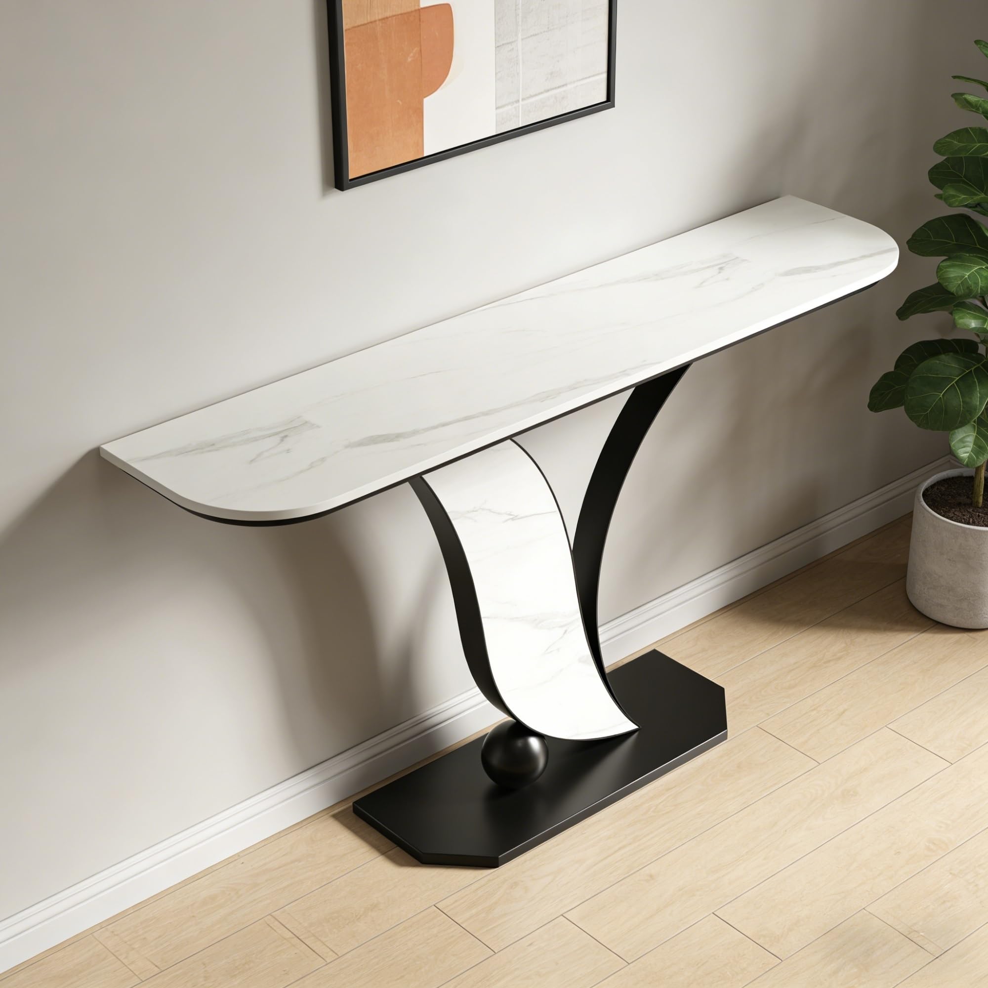 Mesa consola estrecha para recibidores pequeños que soluciona el desorden
