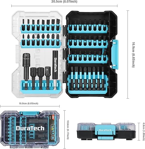 Miniatura 3 de DuraTech Juego de 53 puntas de destornillador de impacto con estuche resistente, juego de brocas Torx de seguridad de acero S2, puntas mecanizadas