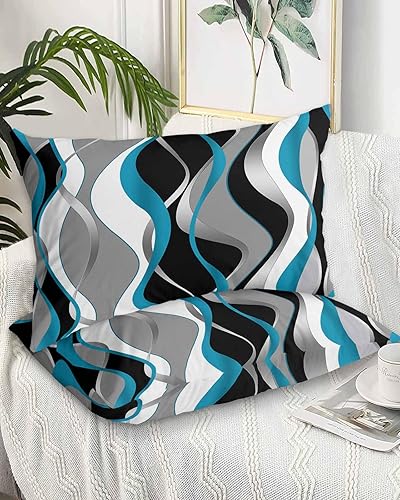 Miniatura 2 de Fundas de almohada modernas de tamaño estándar a rayas aguamarina, paquete de 2 fundas de almohada suaves para cama, funda de almohada lumbar de