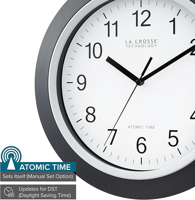 Reloj de Pared Analógico Atómico La Crosse Technology 12" Negro miniatura 3