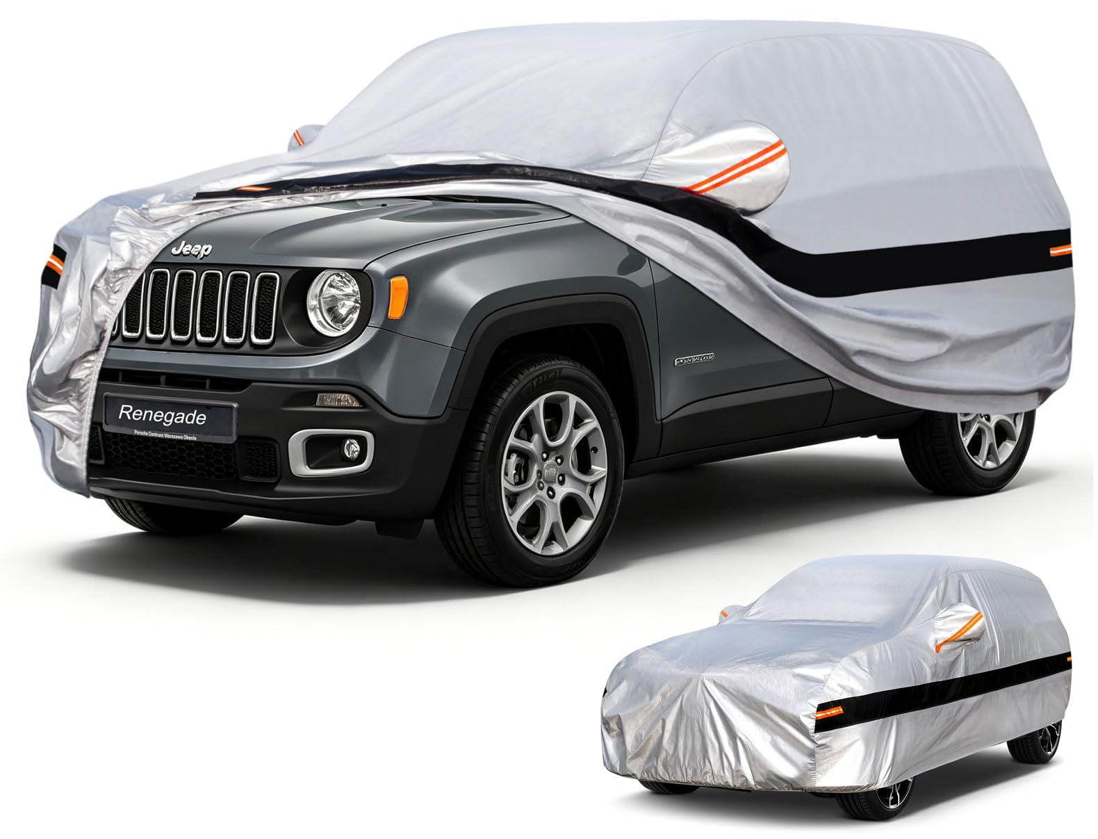 10 Layers SUV Car Cover Custom Fit for Jeep Renegade (2014-2026), Waterproof All Weather for Automobiles, Outdoor Full Cover Sun Dust Rain Protection with Cotton. Silver