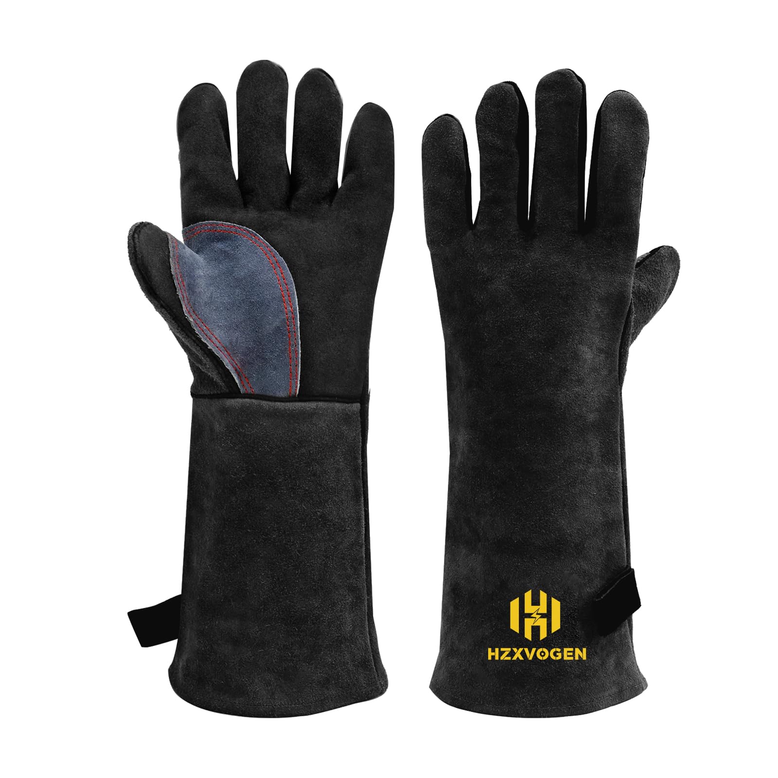 H HZXVOGEN 14 inch Welding Gloves, 932℉ Heat Fire Resistant Welding Gloves for Welding Gardening, BBQ, Grinding