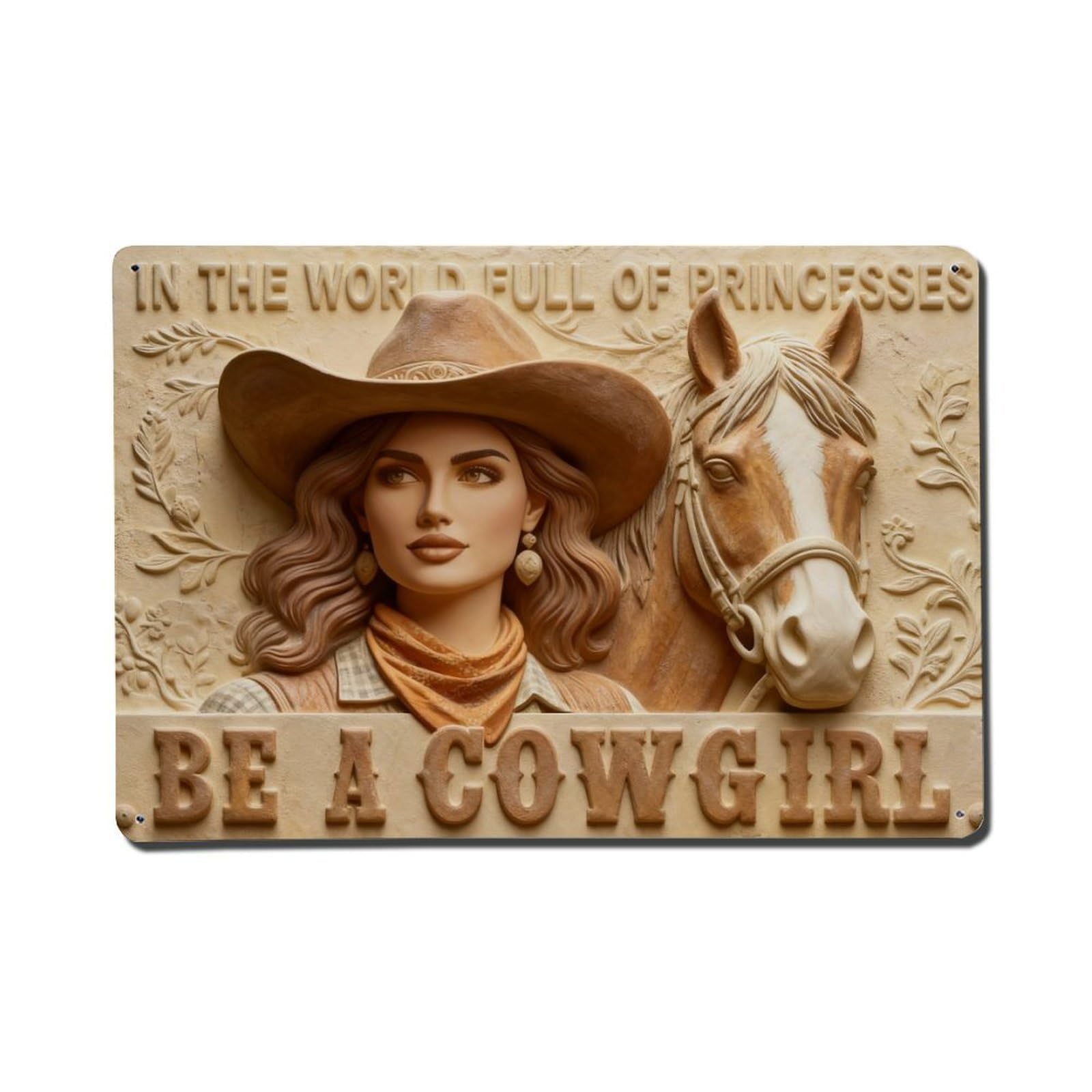 Iageret Vintage Cowgirl And Horse Western Scene Metal Tin Sign Retro Wall Decor, Bar Garage Cafe Kitchen Home Wall Art Poster Decoration 8X12inches