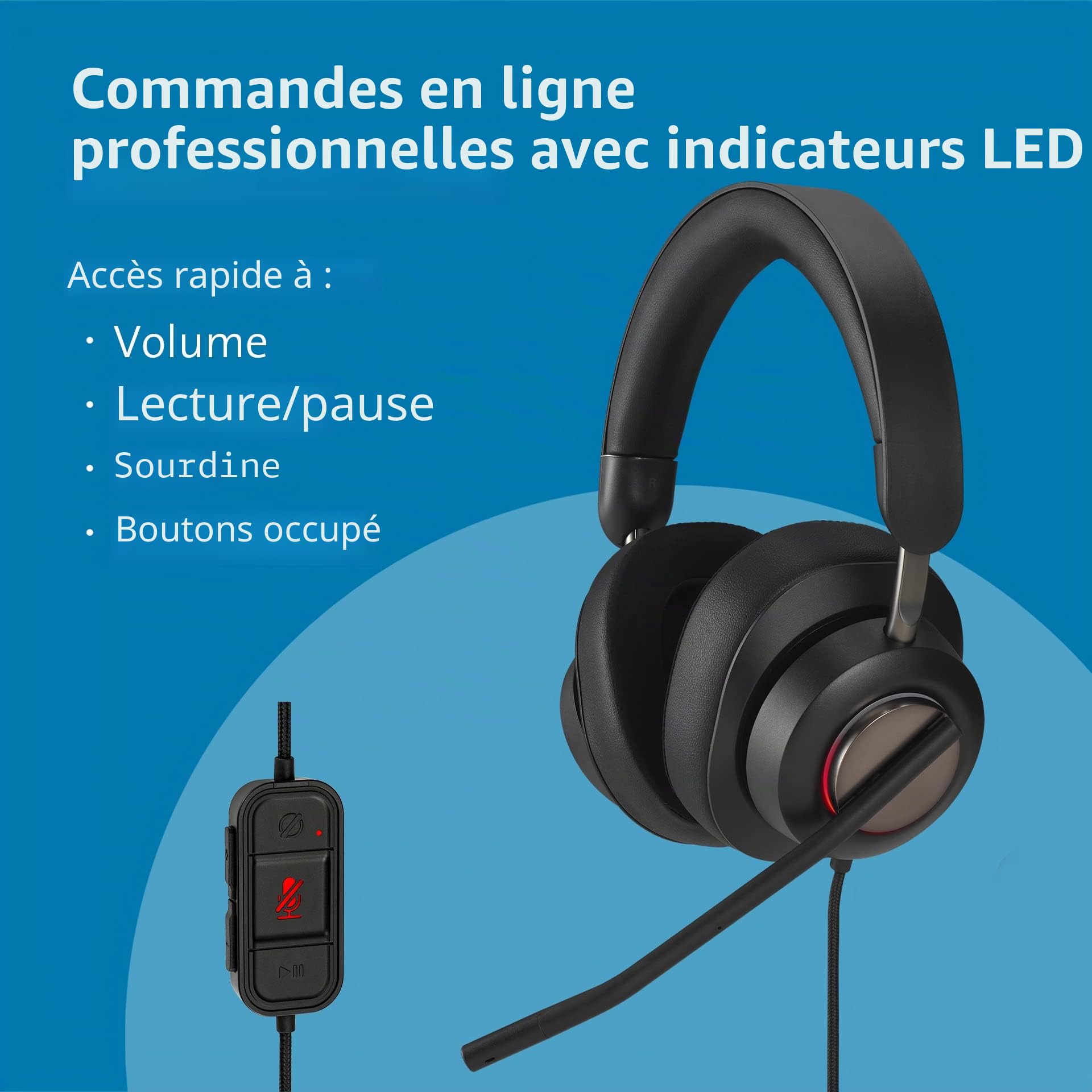 Kensington H2000 - Casque Audio USB-C avec Micro, Compatible avec Windows & Mac, avec Technologie Antibruit & Câble de 1,8 m (K83451WW)