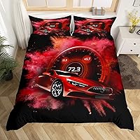 Vista 11 de Funda de edredón azul para niños y hombres, juego de ropa de cama de auto de carreras de graffiti, tamaño Queen, juegos de cama Grunge, ligero