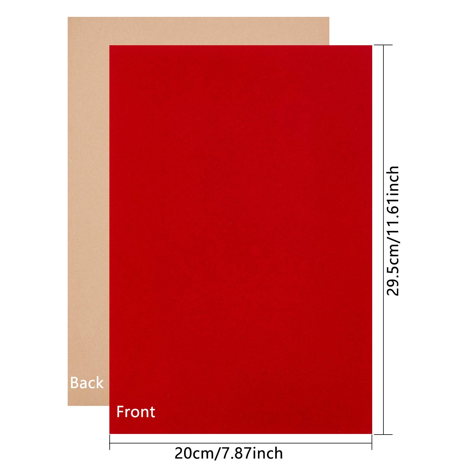 BENECREAT 20PCS Mixed Color Velvet Adhesive Back Sheet 11.6