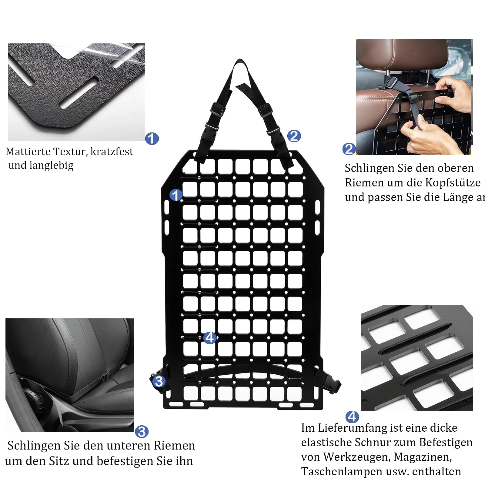 Molle Panel Auto 58cm 36cm Rücksitz Rückenlehnen Organizer Taktisch Lagerung ABS-Kunststoff