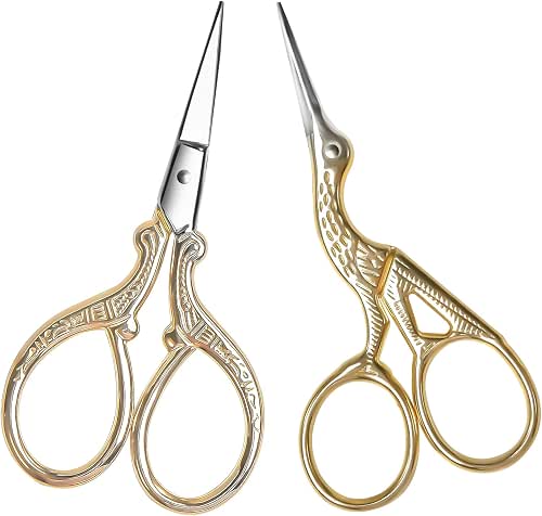 AQUEENLY Embroidery Scissors, Stainless Steel Sharp Stork Scissors for Sewing