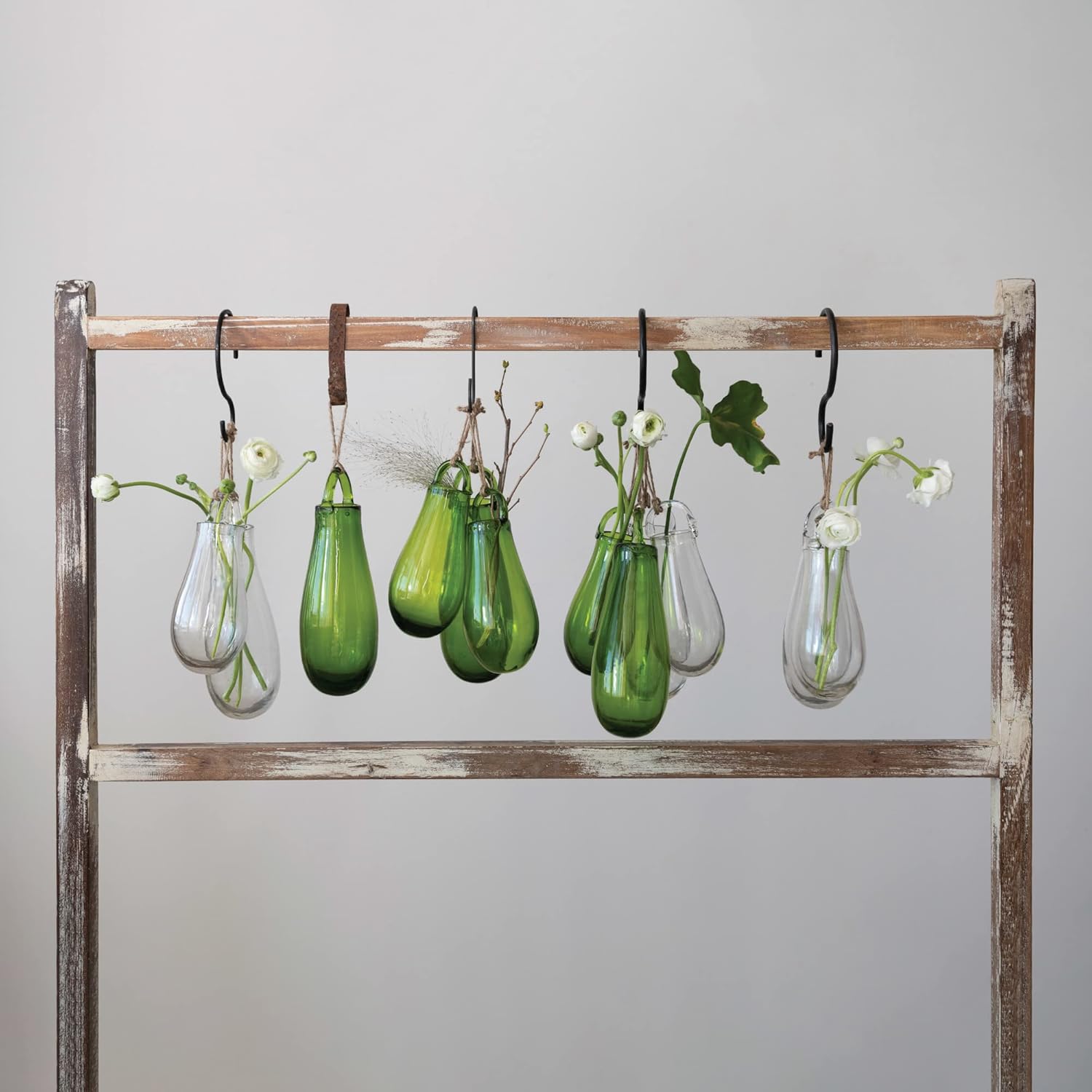 Creative Co-Op Hanging Hand Blown Glass Vase with Jute Hanger, Clear