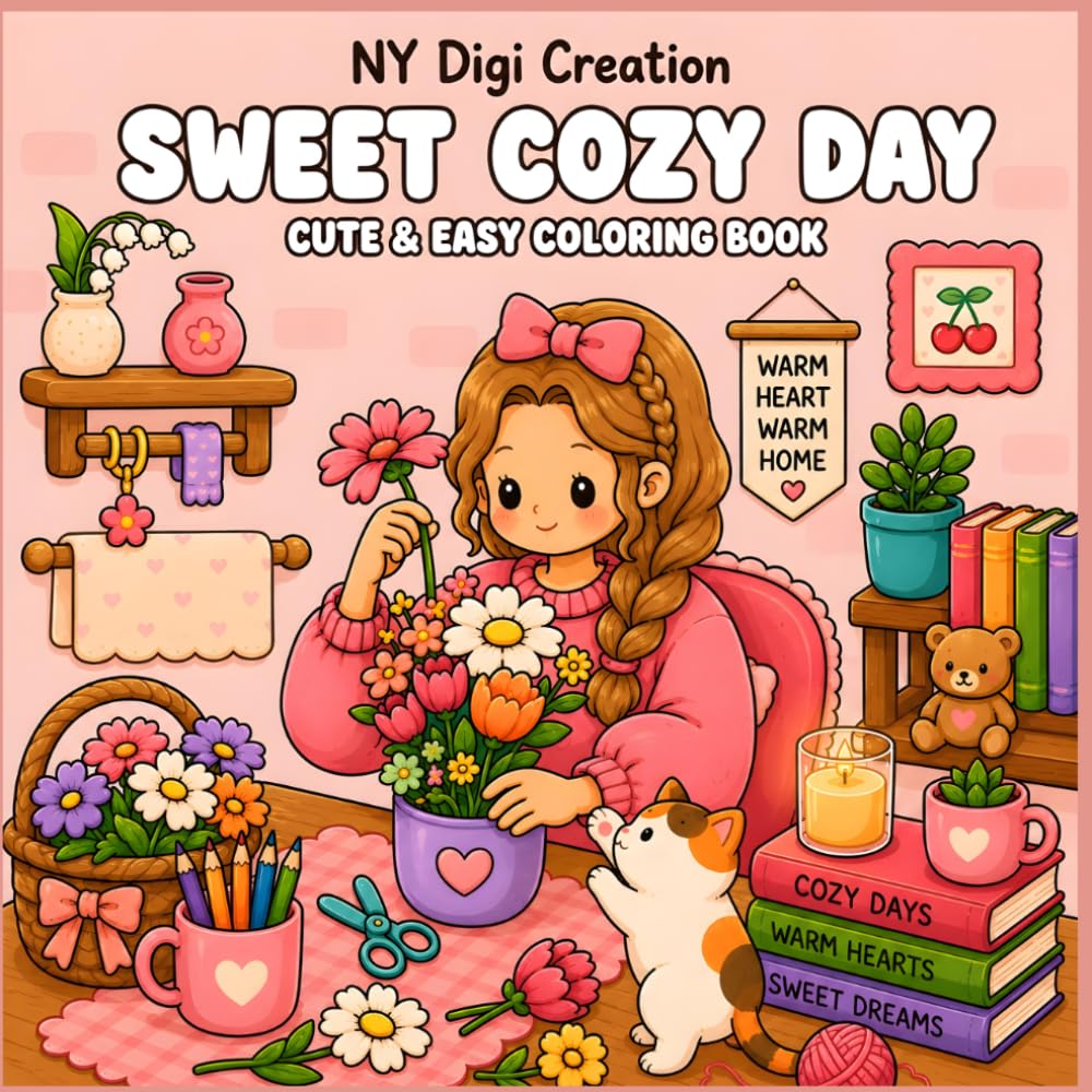 Sweet Cozy Day coloring book: A Relaxing Coloring Book Filled with Cute Cozy Vibes