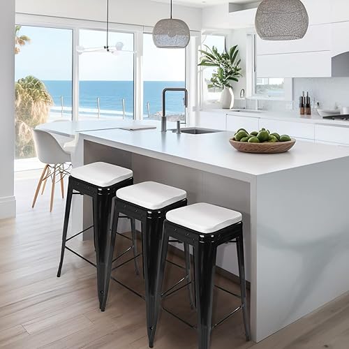 Miniatura 2 de SINOSSO Leathaire - Cojín moderno para taburete de bar de piel sintética, 1 unidad, magnético, para silla pequeña, para cafetería, bistró, taburete