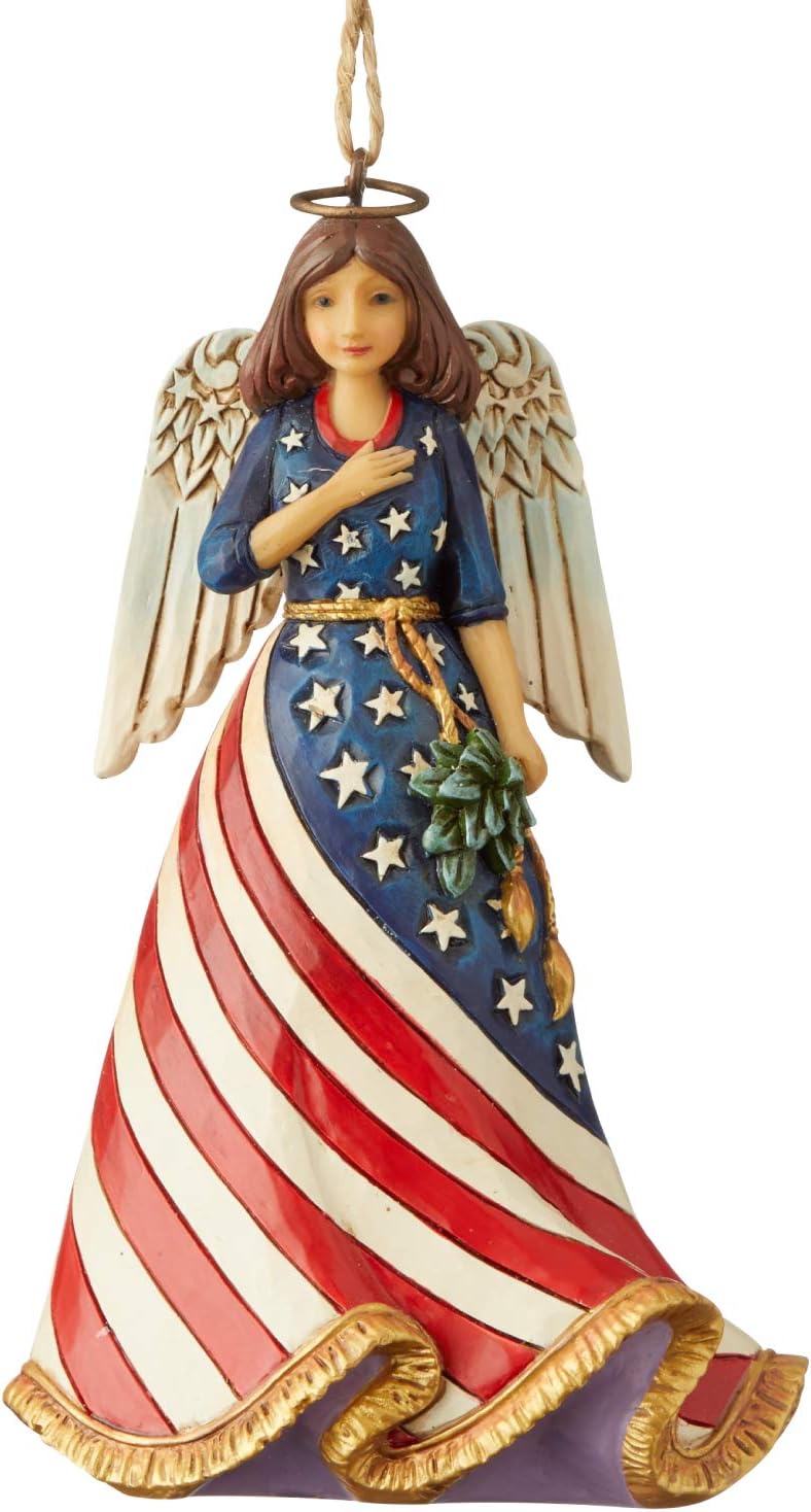Enesco Jim Shore Heartwood Creek Patriotic Angel Hanging Ornament, 4.75 Inch, Multicolor (6004317)