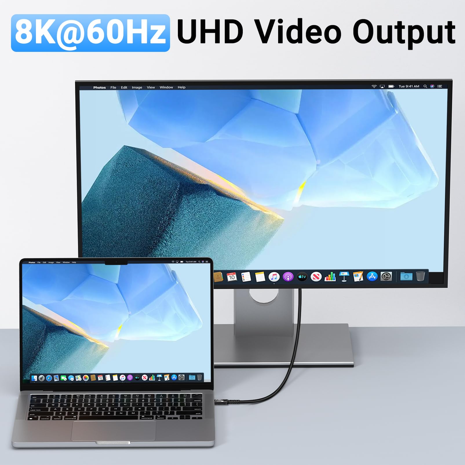 Lot de 2 câbles de données USB 4 40 Gbit/s (4,5 m), charge rapide 240 W, 8K/6K/5K @ 60 Hz, câble USB C vers USB C compatible avec iPhone 15/Pro/Plus/Pro Max, Samsung Galaxy, câble Thunderbolt