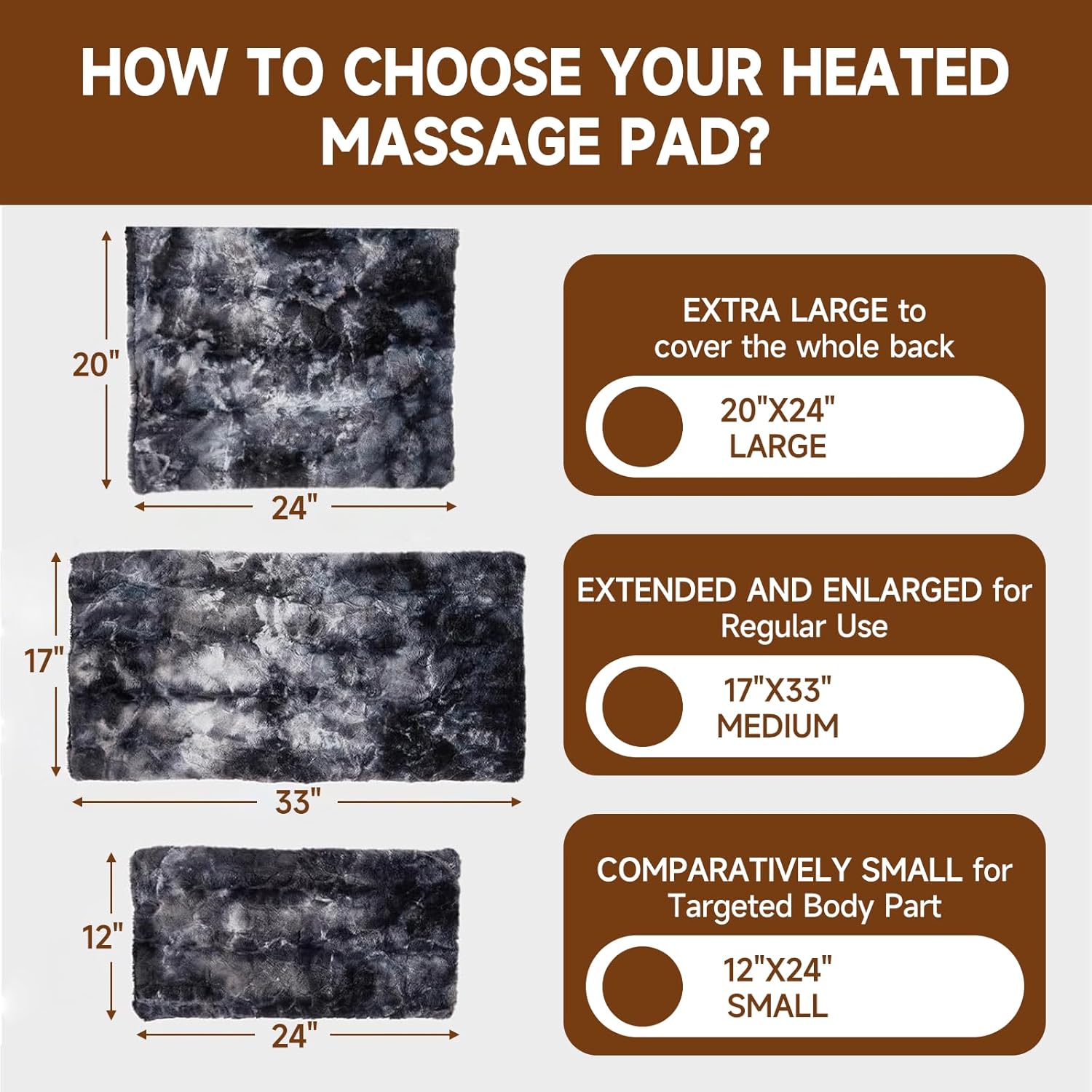 Heat Massaging Weighted Heating Pad for Back Pack, Weighted Electric Heating Pad with Massaging Vibrations 3.7lb Non-Toxic Beads 4 Heat Settings 4 Massage Modes 2h Auto-Off 12"x24"