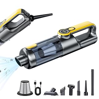Handheld Vacuum Cordless, Car Vacuum Portable Cordless 6000mAh Dust Busters Rechargeable Brushless Motor 18000Pa Strong Suction, Portable Vacuum for Car Home with 6 Accessories, Yellow - Amazon product rated Grade A