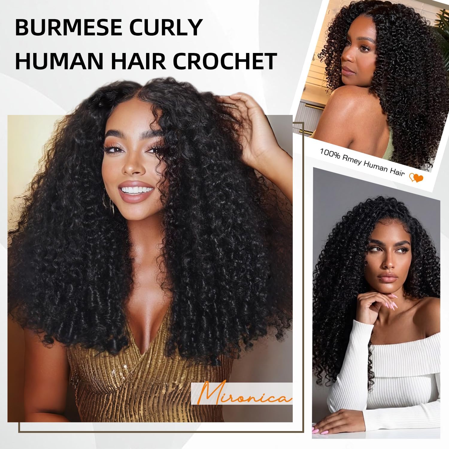 Miracle Knots Burmese Curly Feather Crochet Human Hair