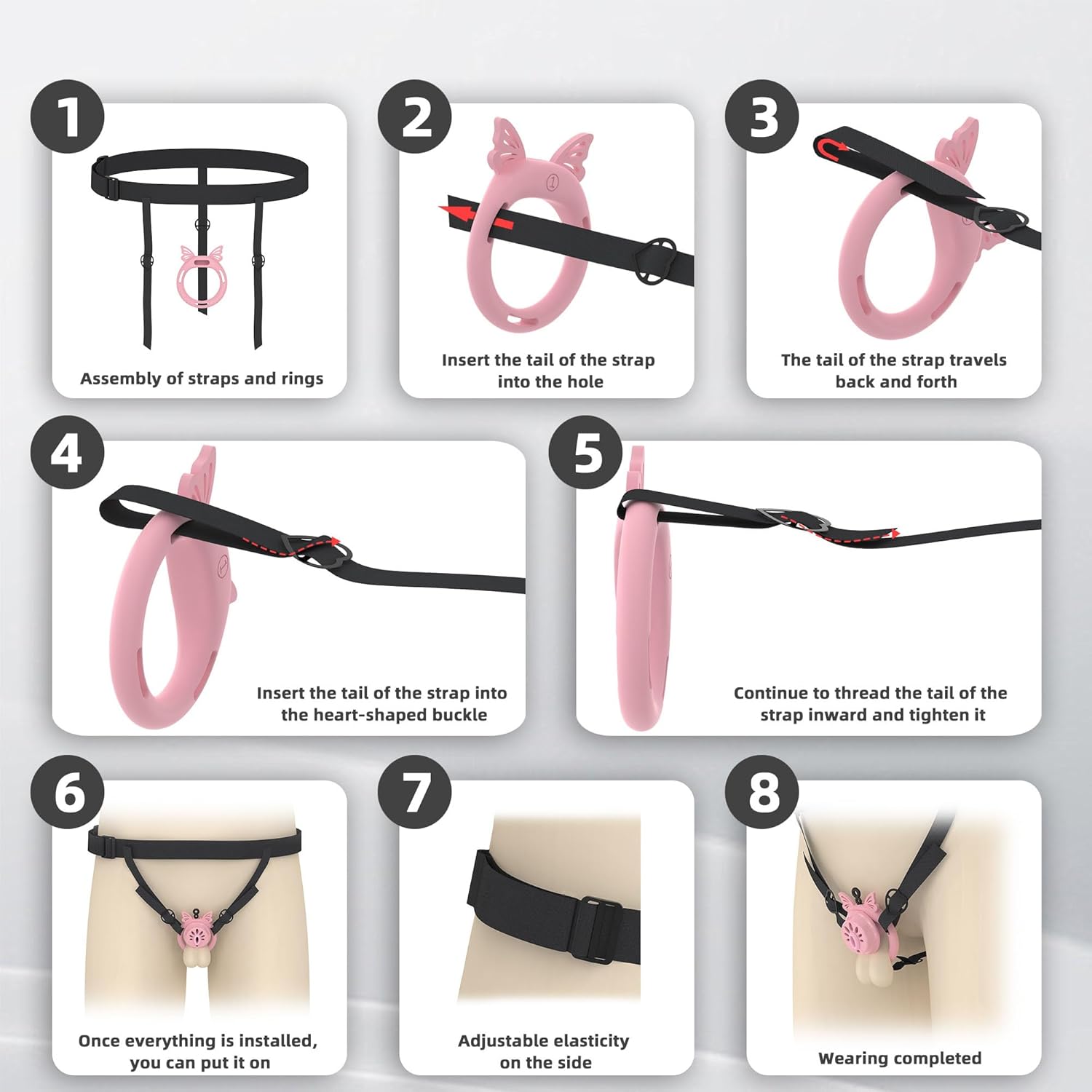 Chastity Lock Male Cock Cage - ABS Sissy Chastity Devices with Invisible Lock & 4 Silicone Adjustable Cock Ring, Penis Abstinence Elasticity Belt Comfortable Penis Cage Bondage Gear Sex Toys