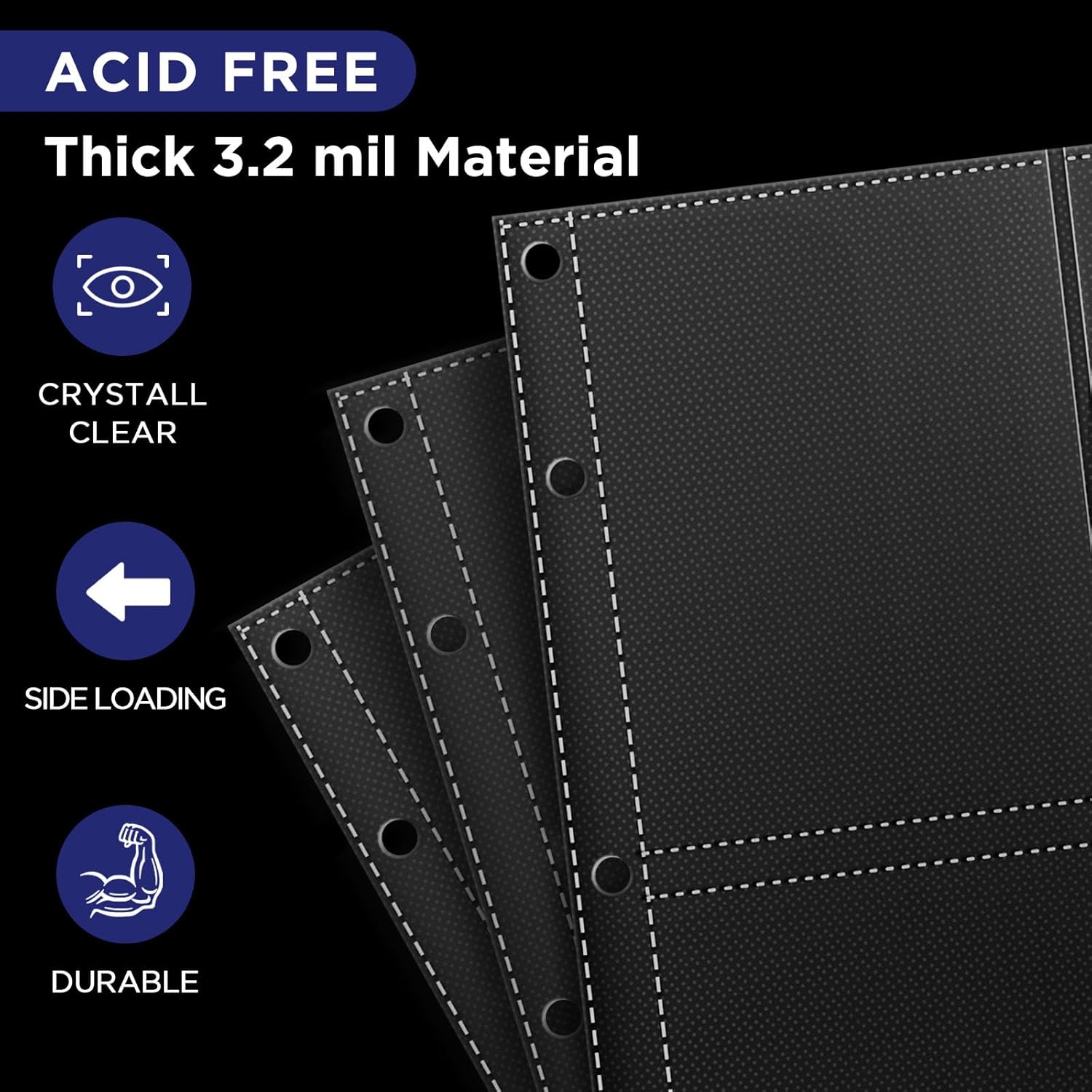 Top Loader Sleeves 4-Pocket Trading Card Storage Refill Binder Pages – 25 Pack