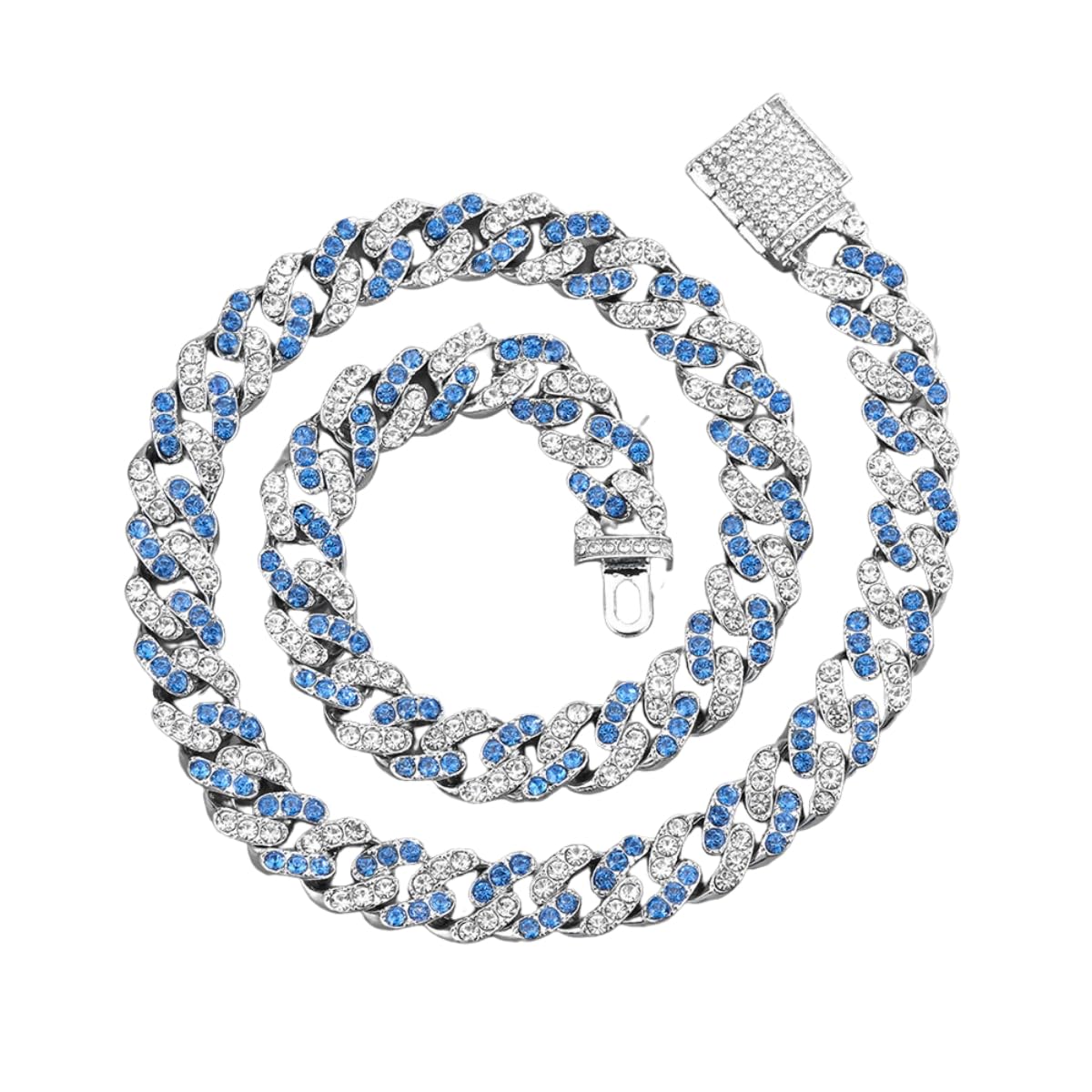 GEHNEY joy of jewels JMN Thick Necklace: Cuban Link Chain, Cubic Zircon Diamonds, Hip Hop Style Jewelry for Stylish Individuals for Men and Boys (JMN2-BLUE-20 INCH) (B0CJYFDX24) Amazon Price History, Amazon Price Tracker