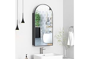 Arched Bathroom Mirror Storage with 3 Adjustable Shelves