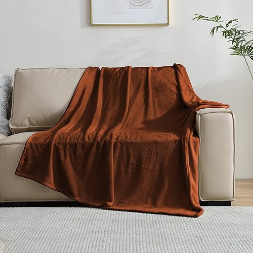 Miniatura 2 de SOCHOW Manta de franela de forro polar, para todas las estaciones, ligera, súper suave y acogedora para cama o sofá, color caramelo, 50 x 60 pulgadas