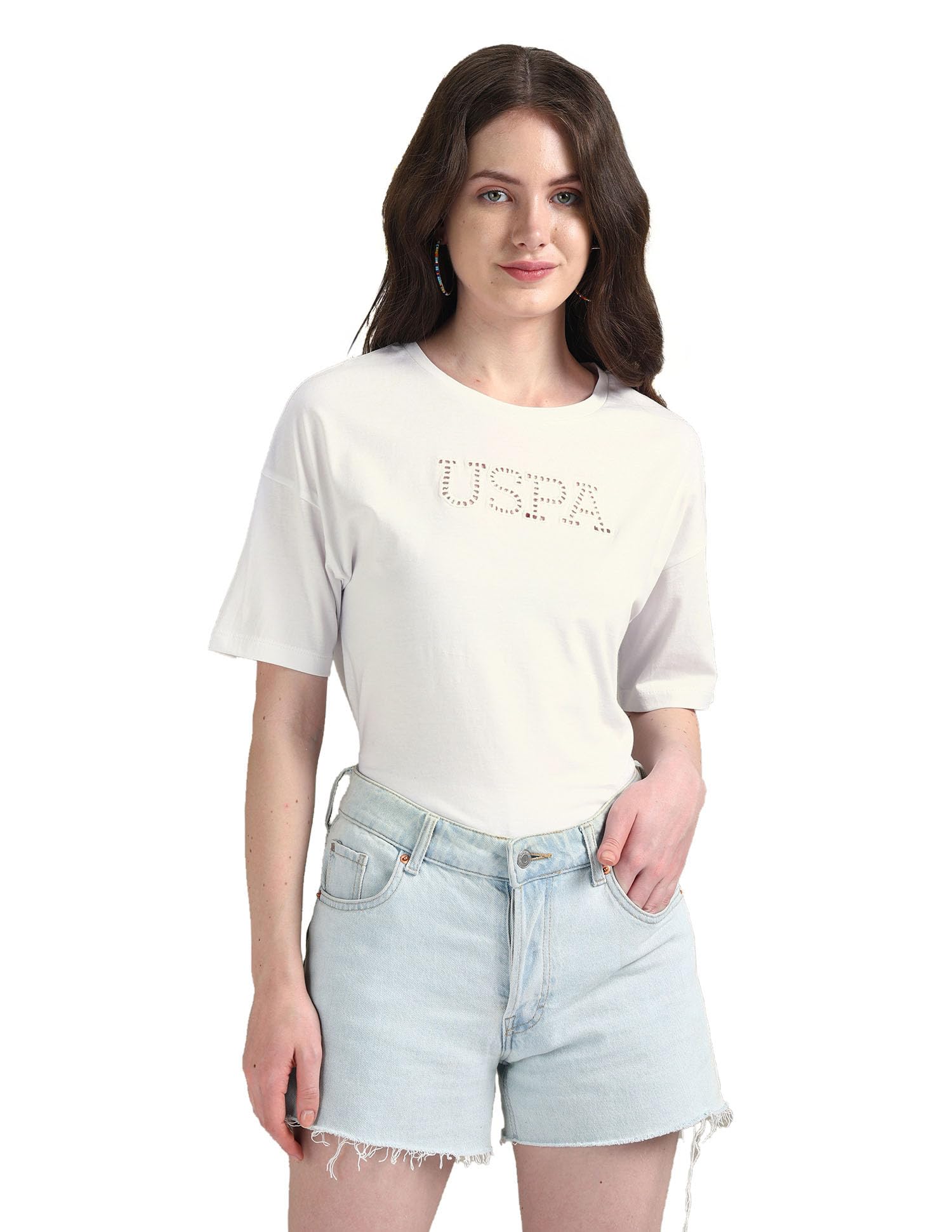 u.s. polo assn. Women's Cotton Cutwork Regular Fit T-Shirt-picture-47