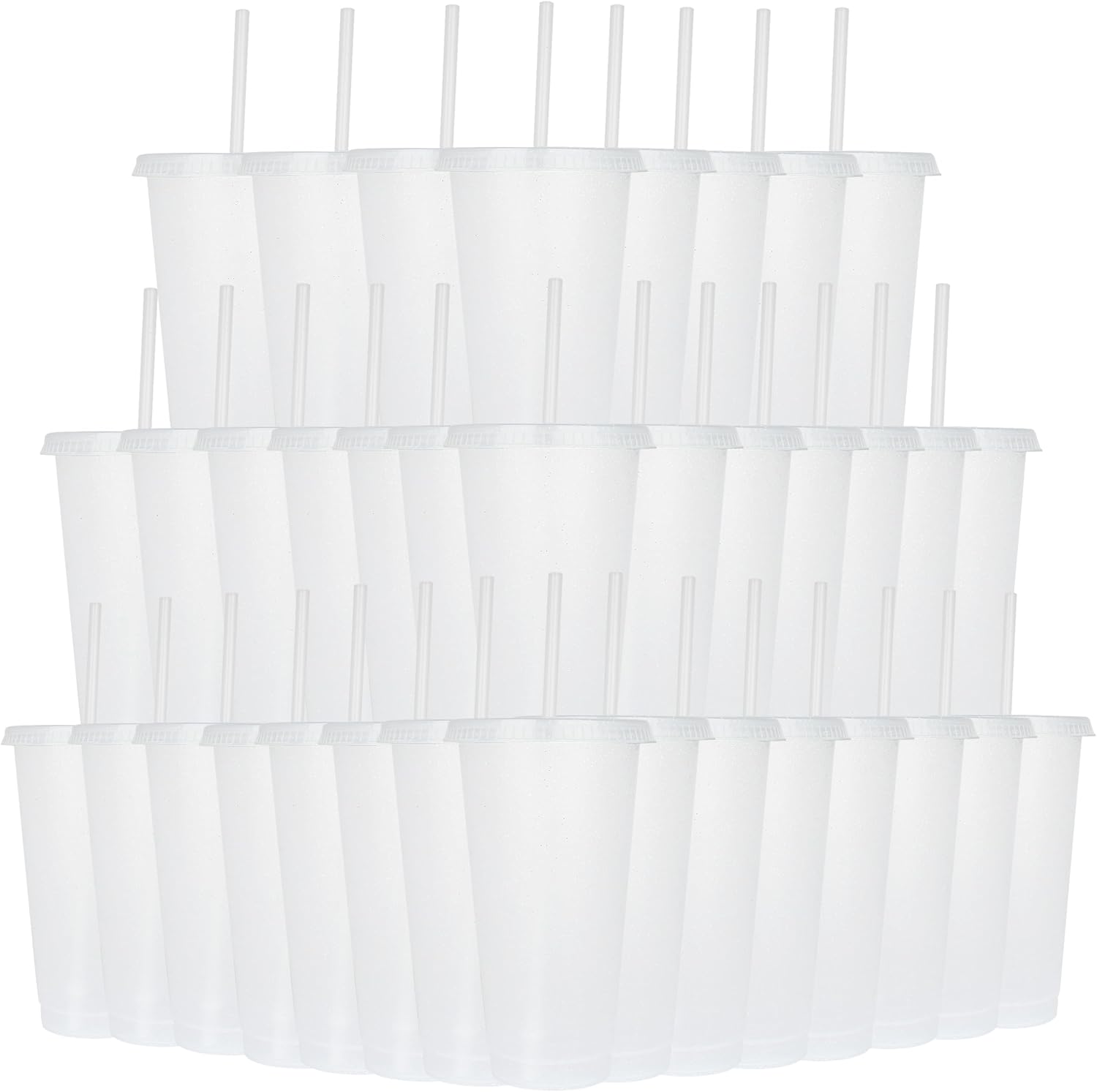 Suertestarry Tumbler with Straw and Lid,Water Bottle Iced Coffee Travel Mug Cup,Reusable Plastic Cups,Perfect for Parties,Birthdays… (White, 36 pack)