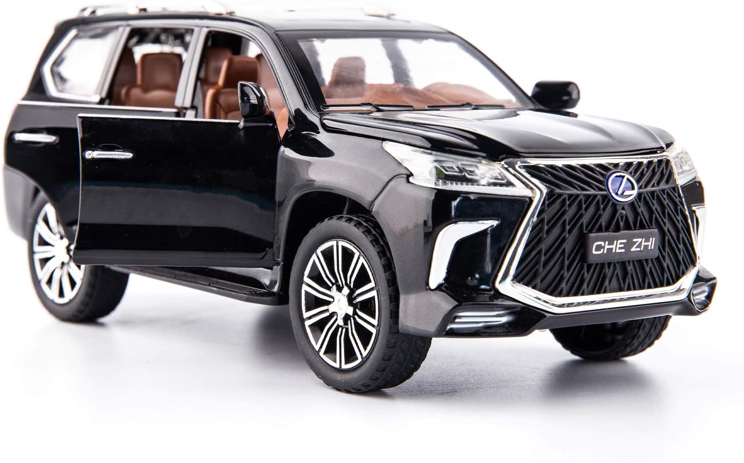 BDTCTK 1/24 Lexus 570 Off-Road in Luxury SUV Model Car, Zinc Alloy Pull Back Big Toy car with Sound and Light for Kids Boy Girl Gift(Black)