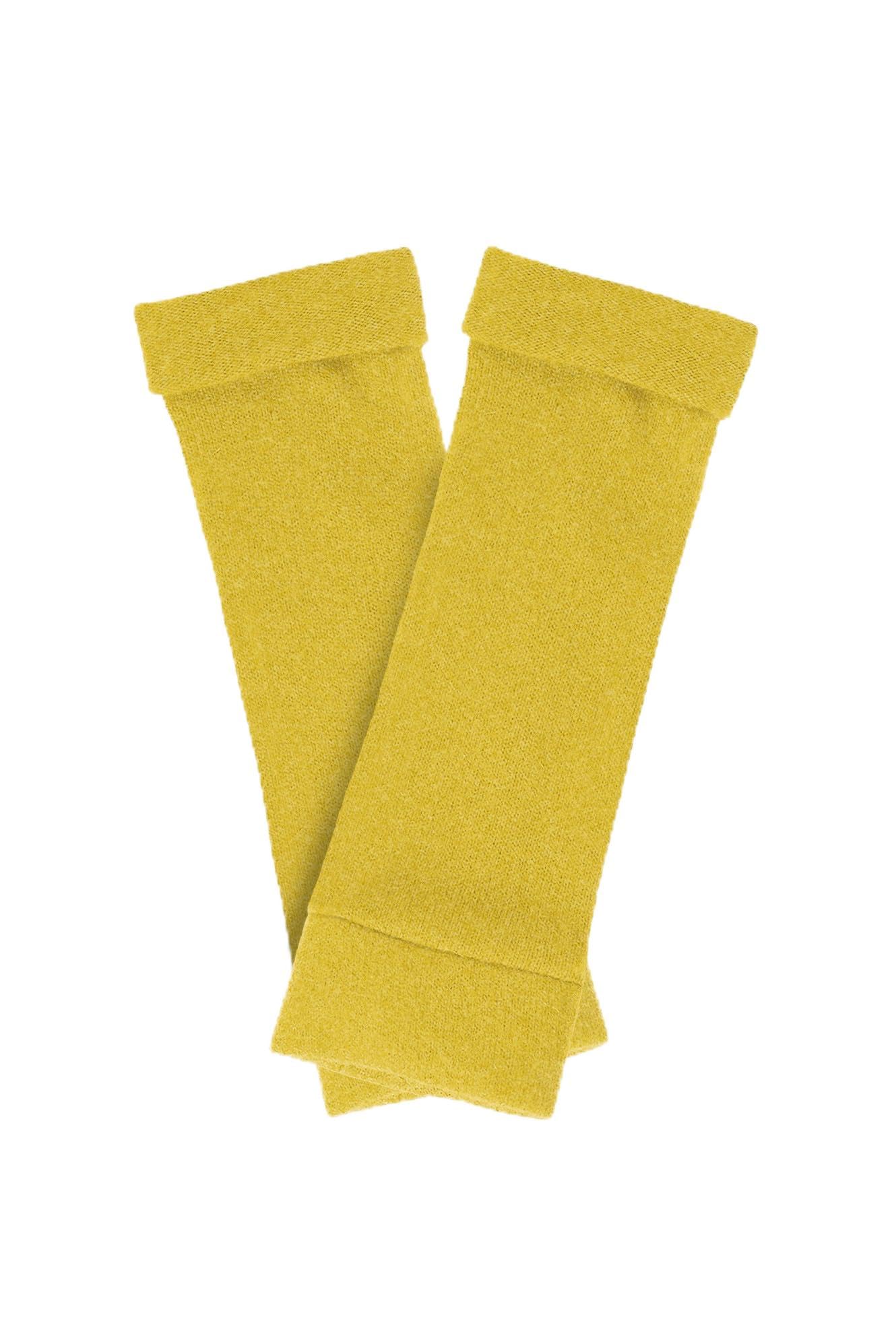 Turtle Doves 100% Recycled Cashmere Fingerless Gloves Mustard